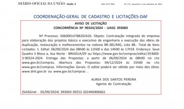 BR-381 - MAIS UMA ETAPA VENCIDA HOJE!  LICITAÇÃO DO LOTE 8B SERÁ DIA 04/12/24